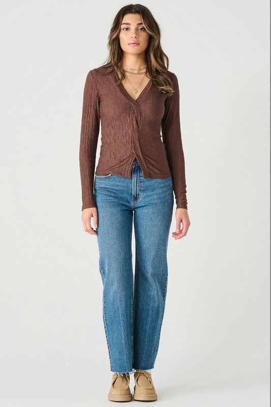 Textured Twist Front Top