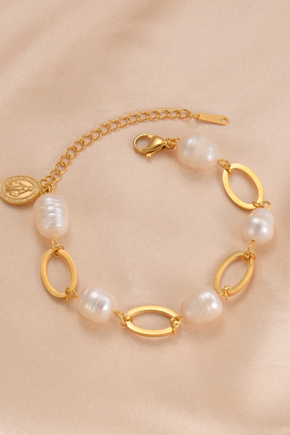 14K Gold-Plated Lobster Closure Freshwater Pearl Bracelet