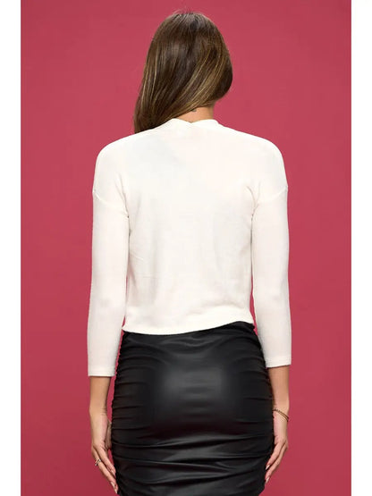 Brushed Knit Cashmere Like Bolero Cardigan
