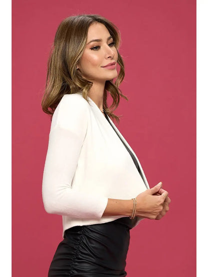 Brushed Knit Cashmere Like Bolero Cardigan