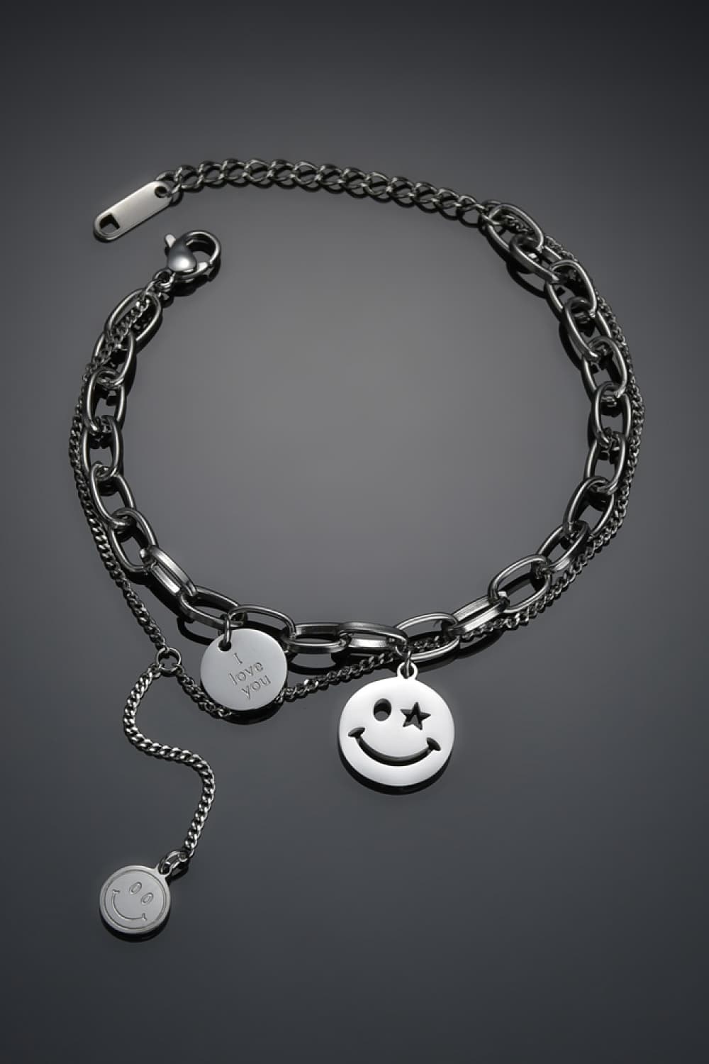 Smiley Face Chunky Chain Bracelet