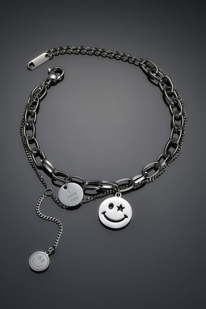 Smiley Face Chunky Chain Bracelet