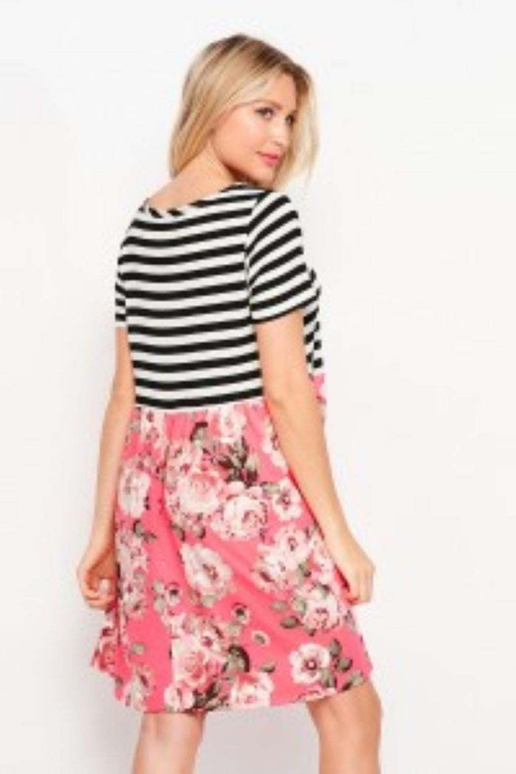 Stripe And Floral Dress