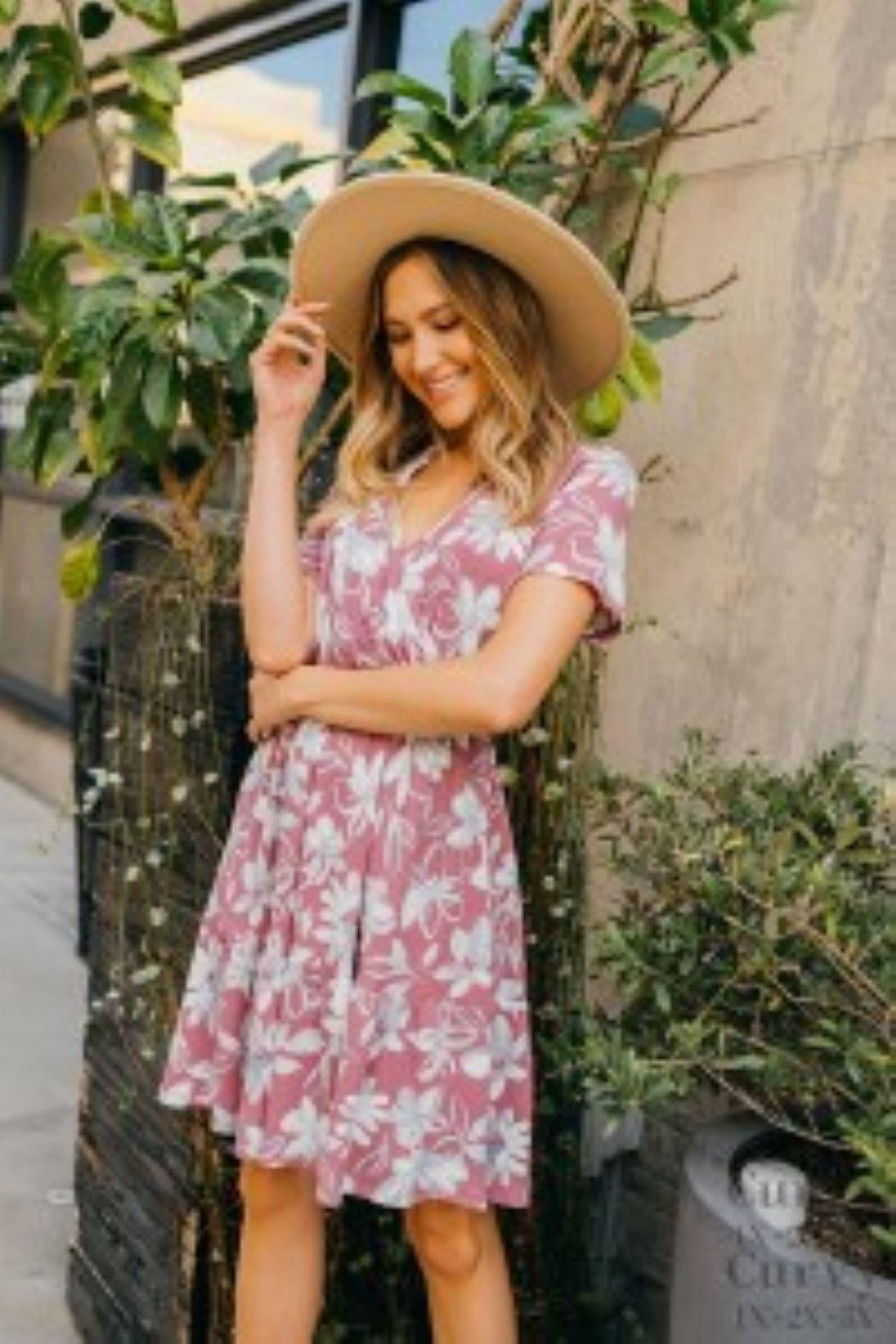 Wrap-Style Dress Elastic-Waist