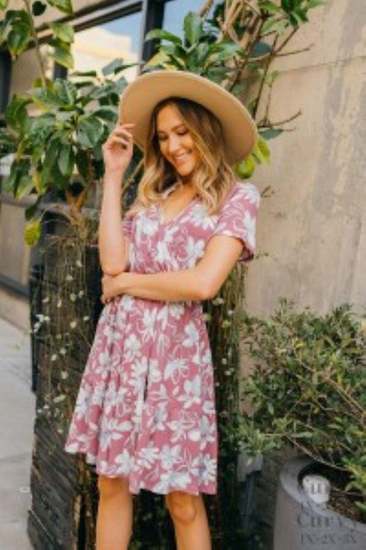 Wrap-Style Dress Elastic-Waist
