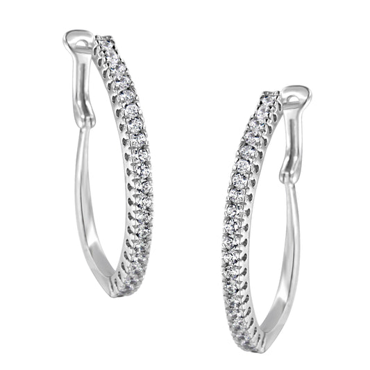 10Kt White Gold 1 Cttw Diamond Hoop Earrings (I-J Clarity, I2-I3 Color)