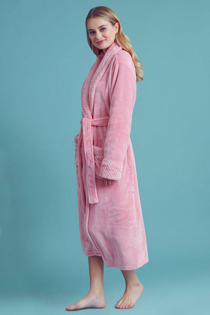Bubblegum Plush Shawl Collar Robe
