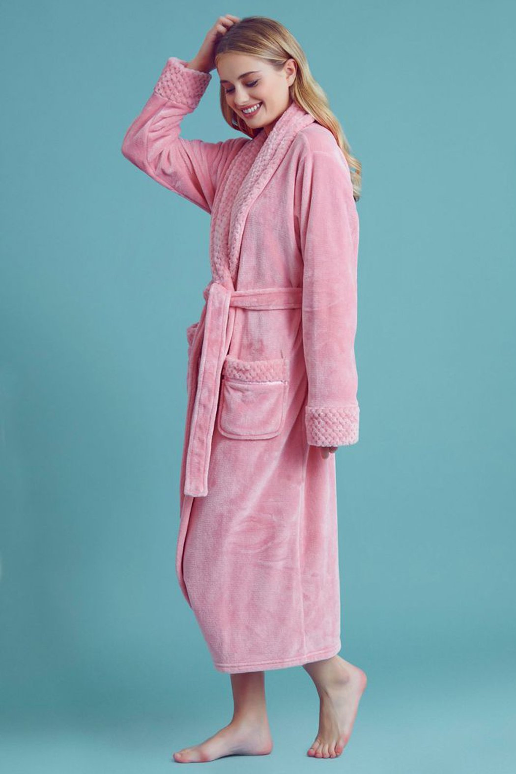Bubblegum Plush Shawl Collar Robe