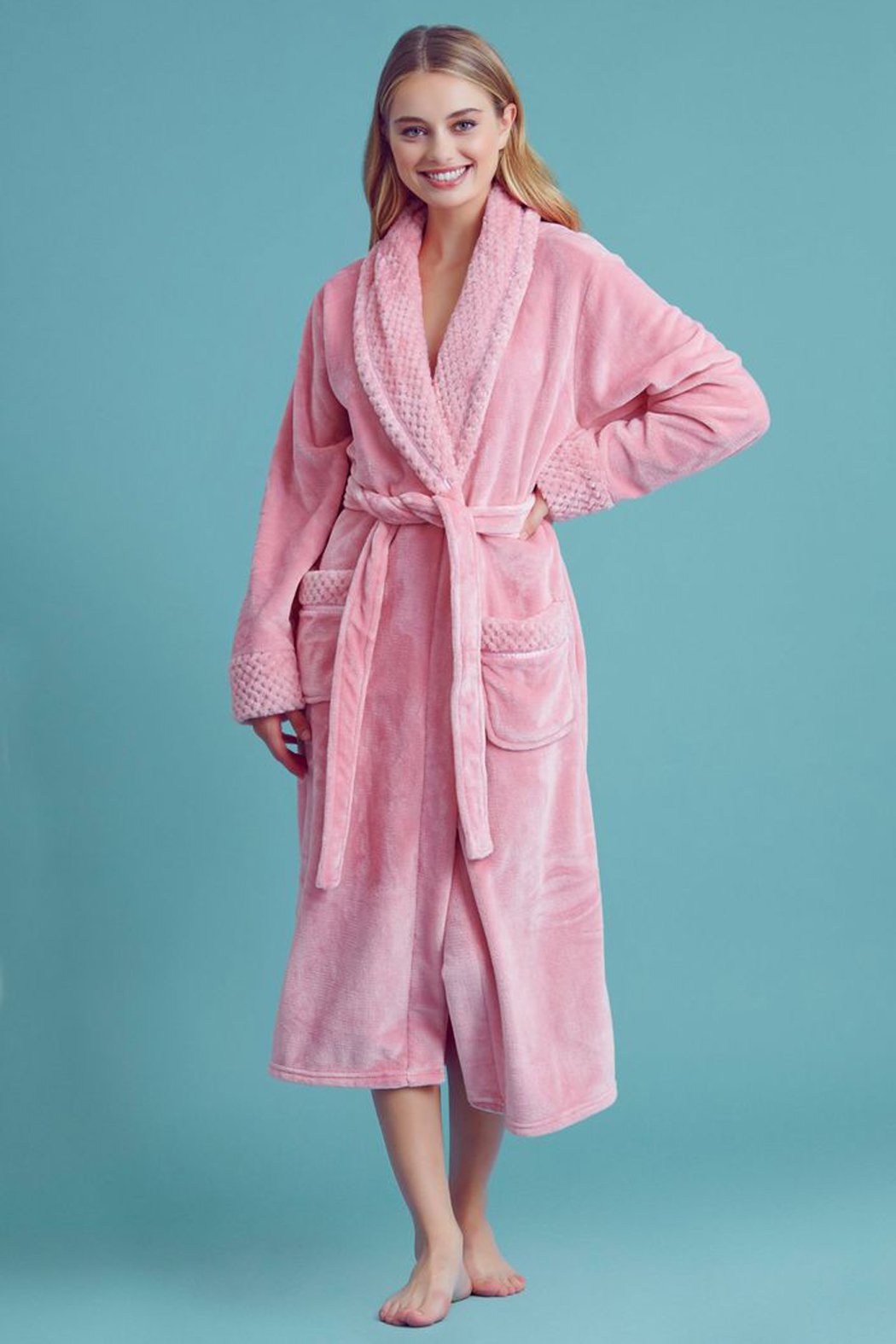 Bubblegum Plush Shawl Collar Robe