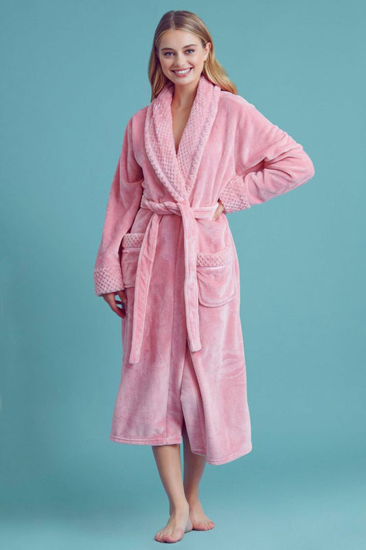 Bubblegum Plush Shawl Collar Robe
