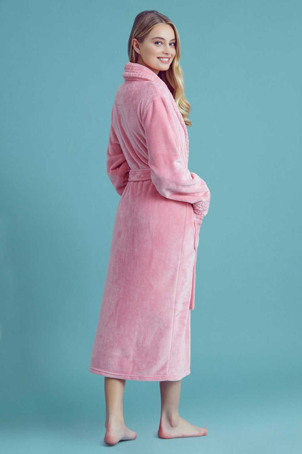 Bubblegum Plush Shawl Collar Robe