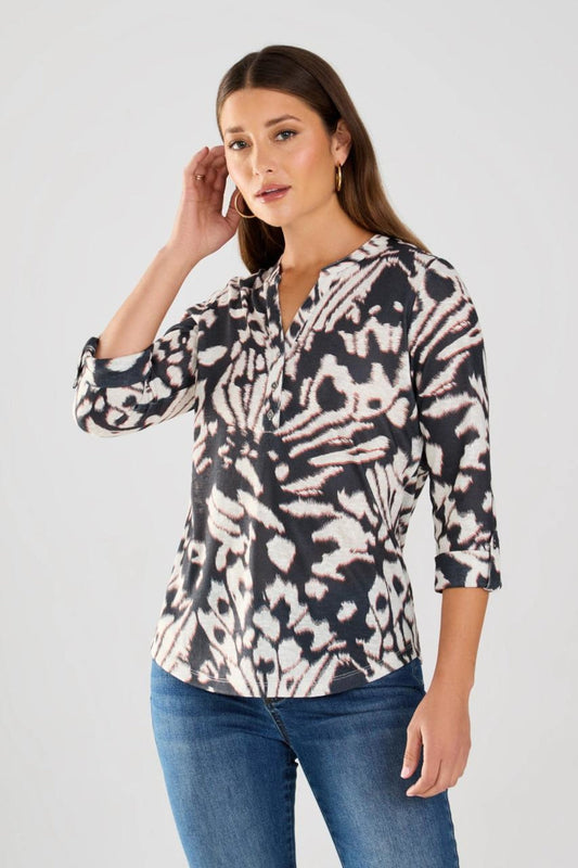 Black & White Henley Top
