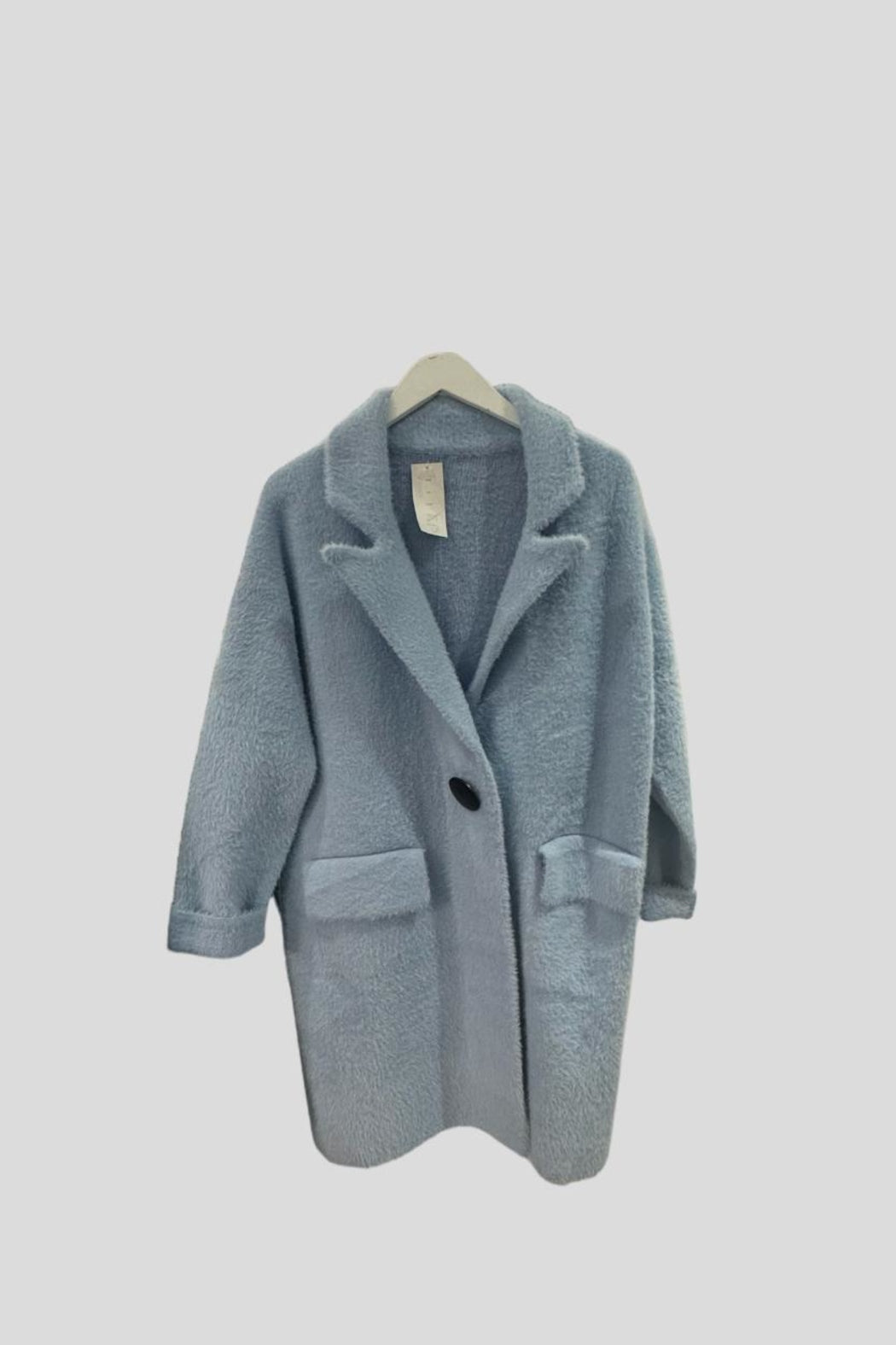 Baby Blue Fuzzy Mid Length Coat