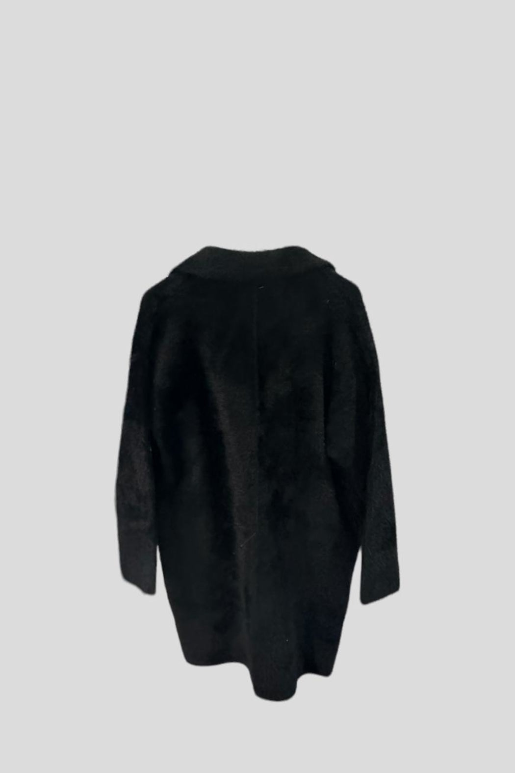 Black Fuzzy Mid Length Coat