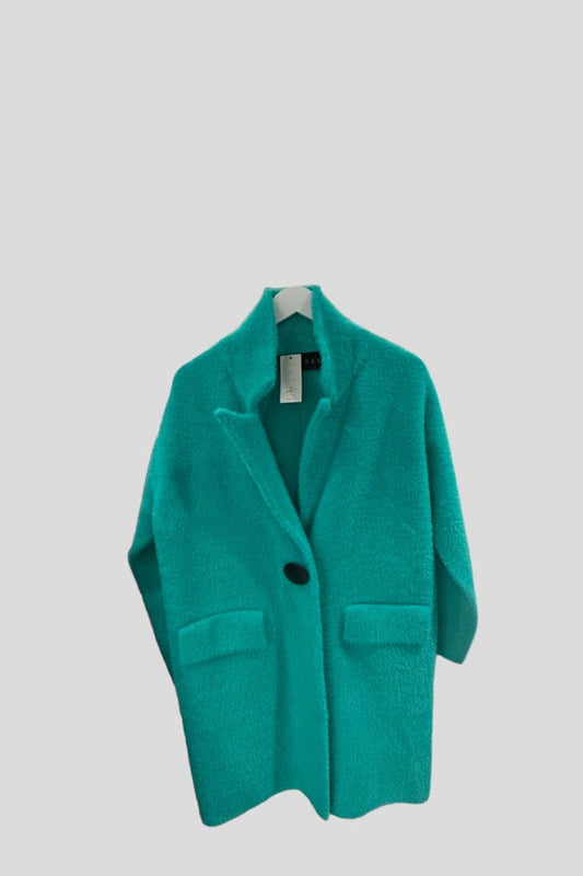 Turquoise Fuzzy Mid Length Coat