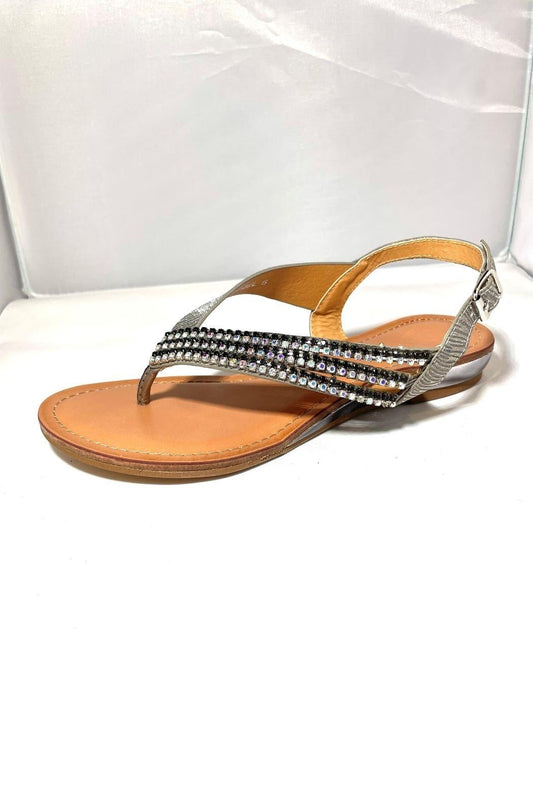 Wedge-Sandals With Stripe-Jewels