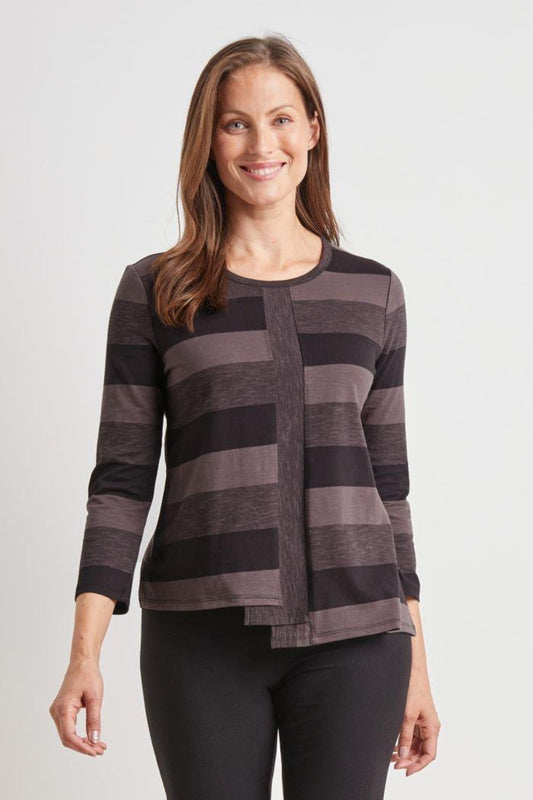 Stripe Stepped Hem Top