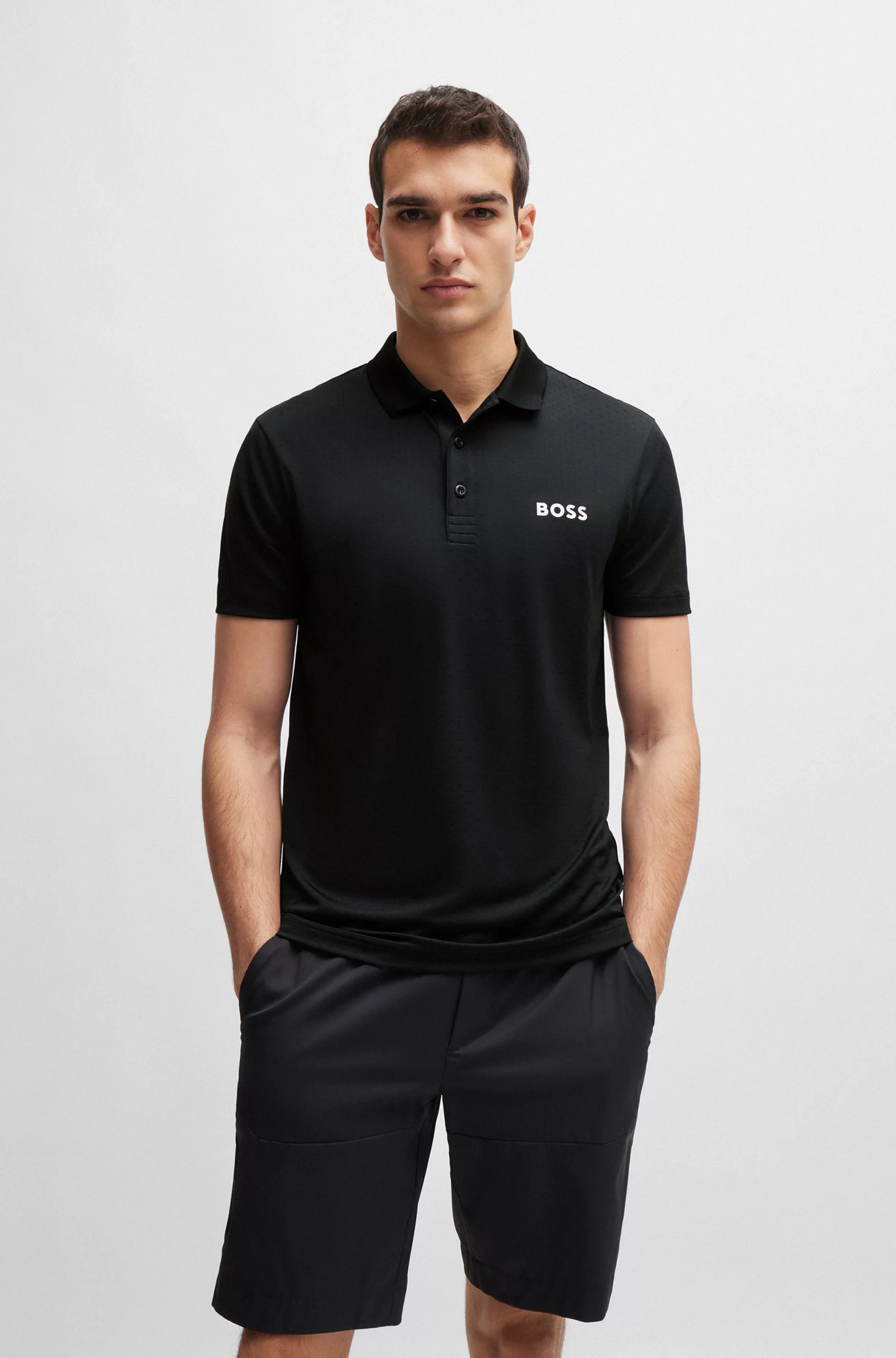 Boss Jacquard Polo Shirt With Contrast Logo