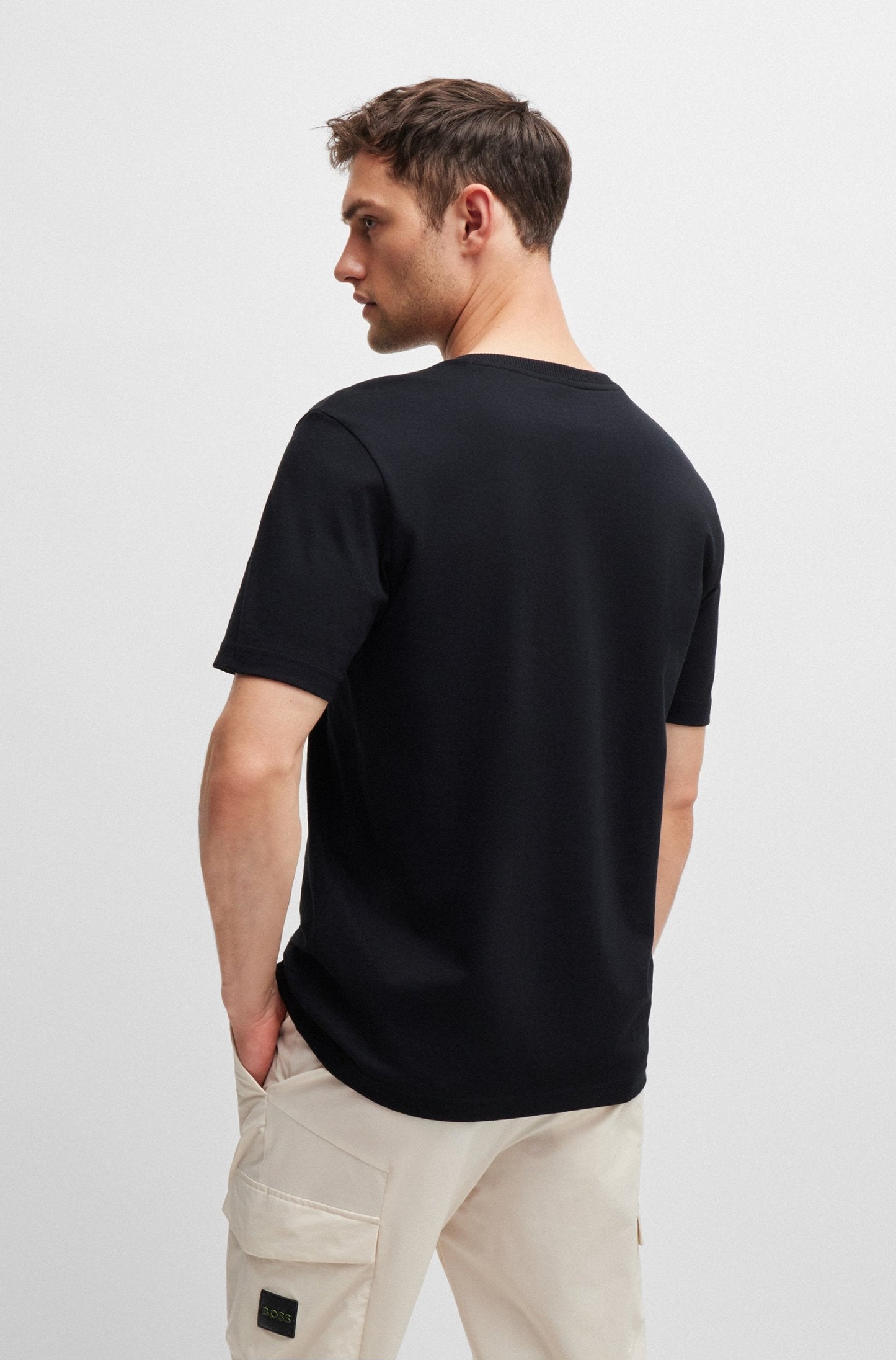 Boss Cotton Jersey T-shirt with Typographic Artwork