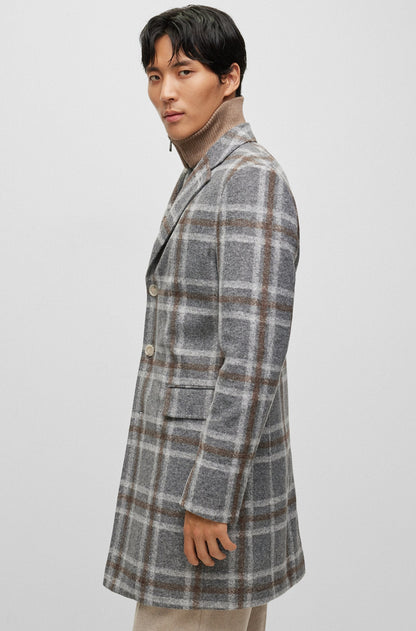 BOSS Slim Fit Grey Coat With Zip Up Inner