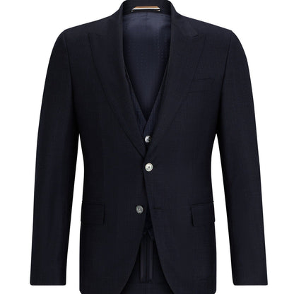 BOSS Slim fit Three-Piece Suit in Checked Virgin Wool