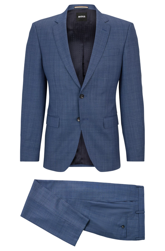 BOSS SLIM-FIT 2pcs Suit In CHECKED VIRGIN-WOOL SERGE