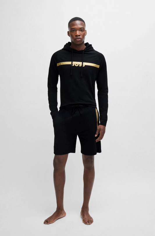 Boss Cotton-Terry Regular-Fit Hoodie with Foil-Print Logo
