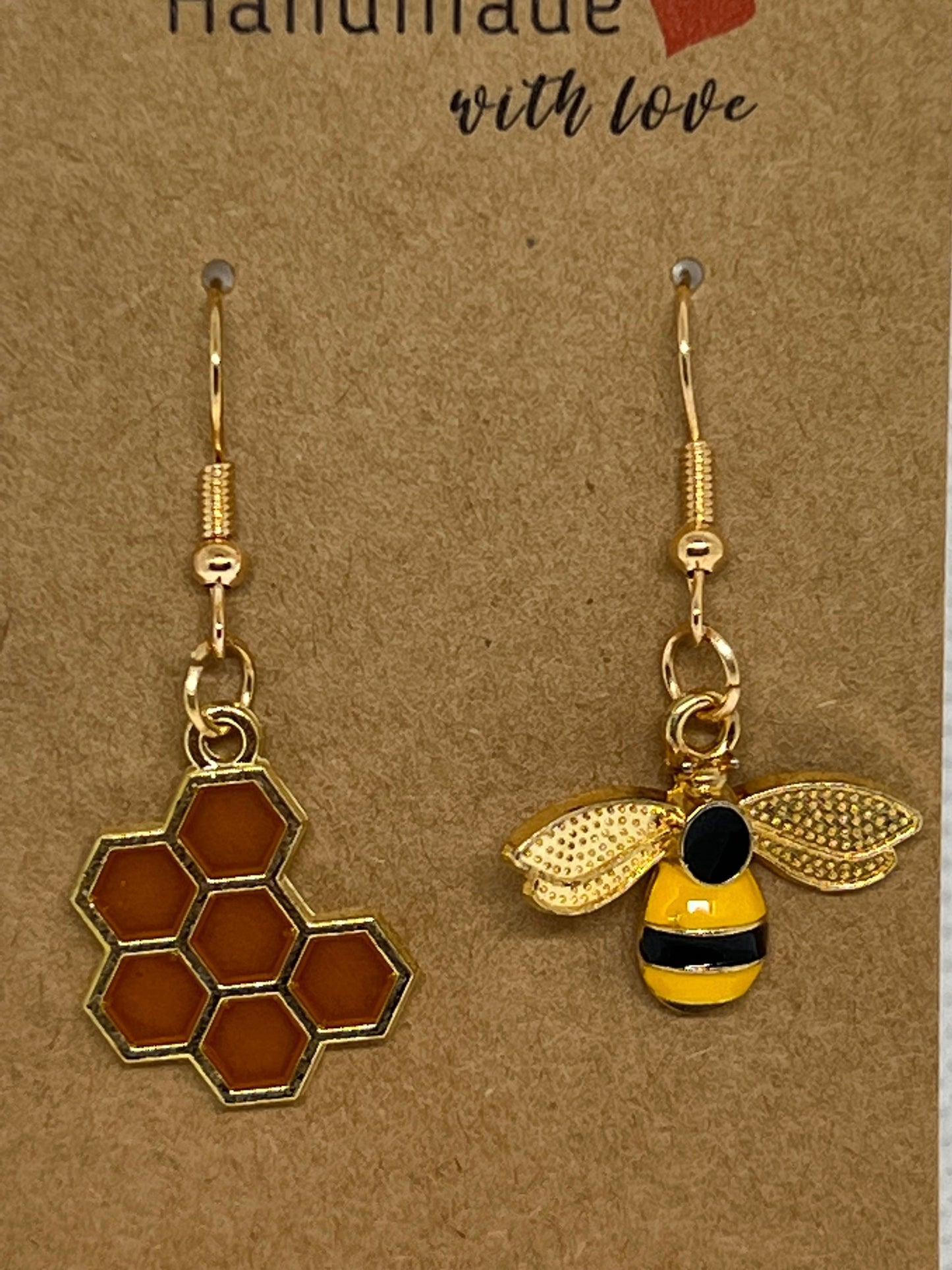Bee and Honeycomb Earrings