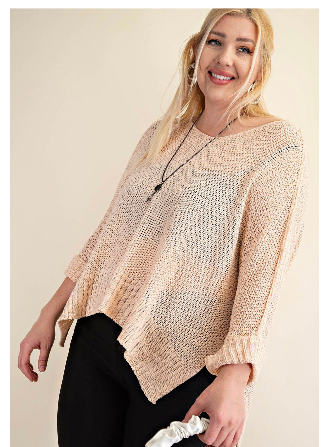 6405   Rebecca V-Neck Light Sweater Top -Reg & Plus!