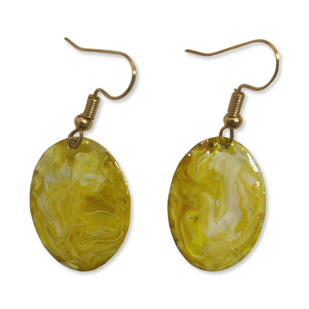 Yellow Marble Mini Oval Lures of Love Earrings