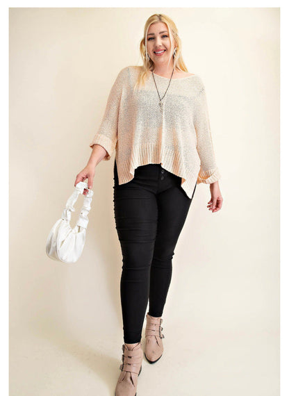 6405   Rebecca V-Neck Light Sweater Top -Reg & Plus!