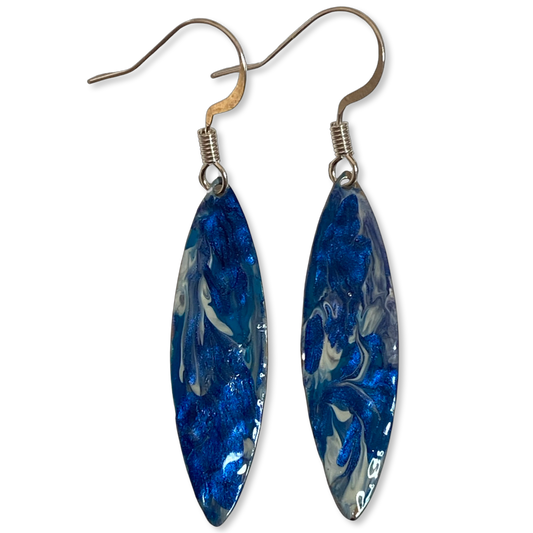 Blue Marble Mini Navette Lures of Love Earrings