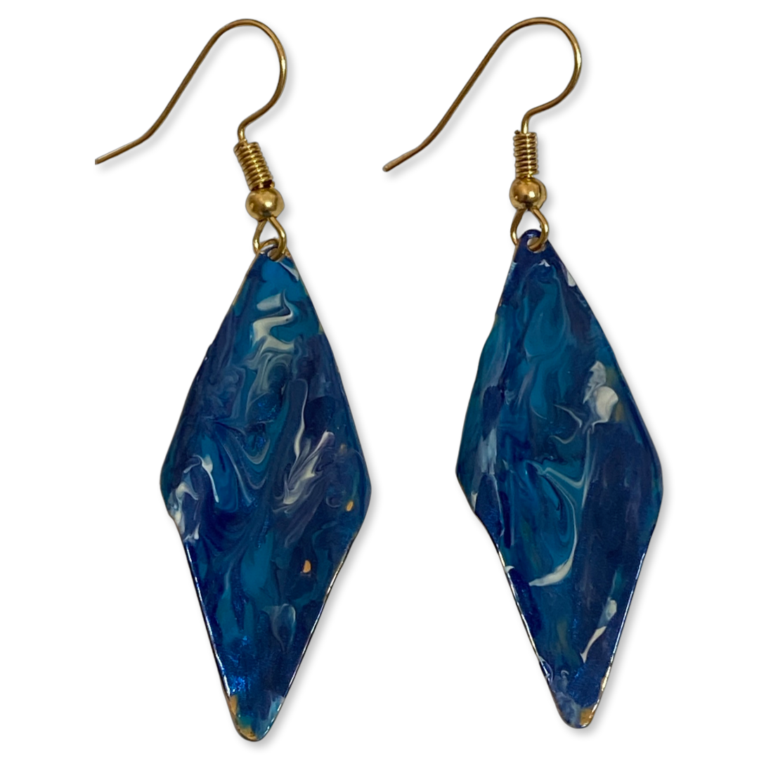 Blue Marble Wavy Lures of Love Earrings
