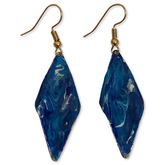 Blue Marble Wavy Lures of Love Earrings