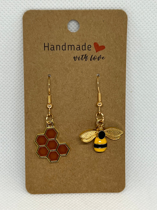 Bee and Honeycomb Earrings