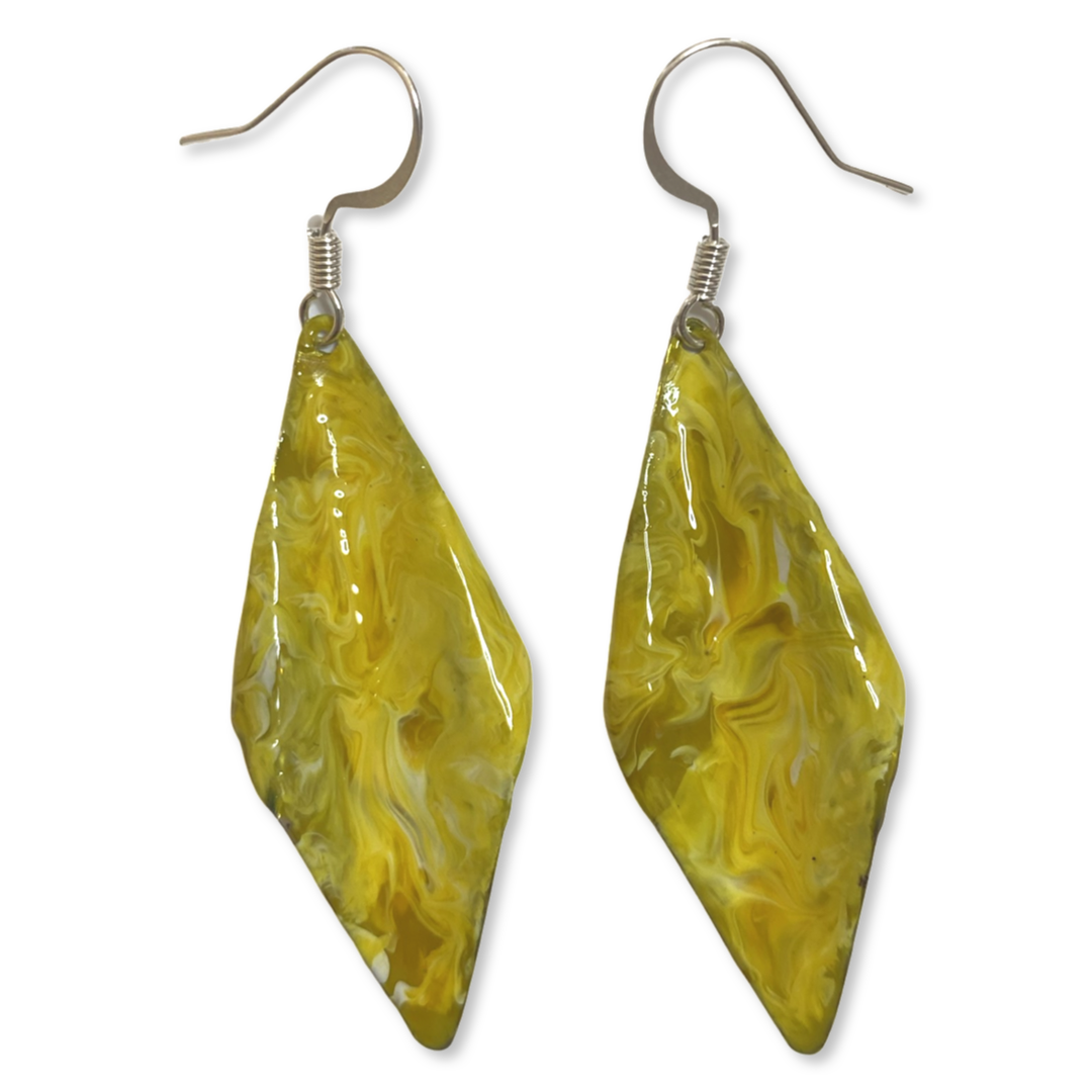 Yellow Marble Wavy Lures of Love Earrings