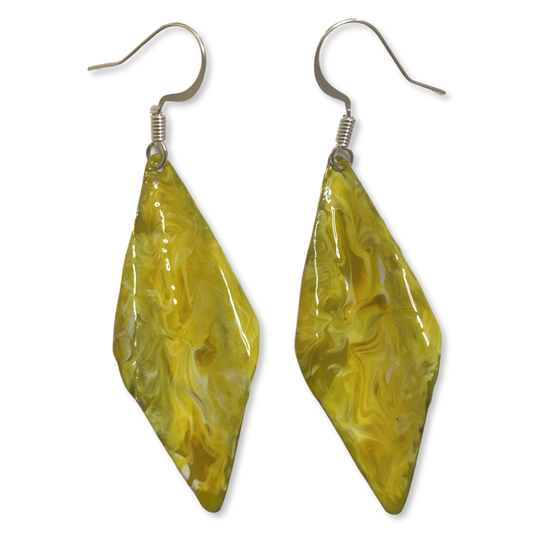 Yellow Marble Wavy Lures of Love Earrings