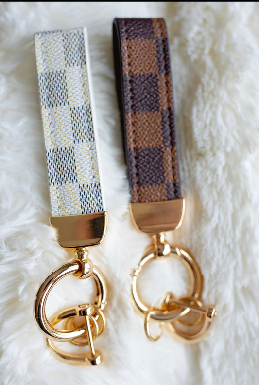 193418   Liza London Check Key Fob Keychain