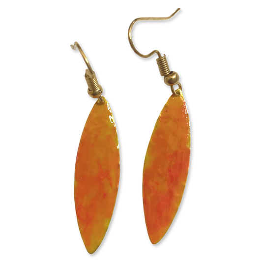 Yellow Orange Marble Mini Navette Lures of Love Earrings