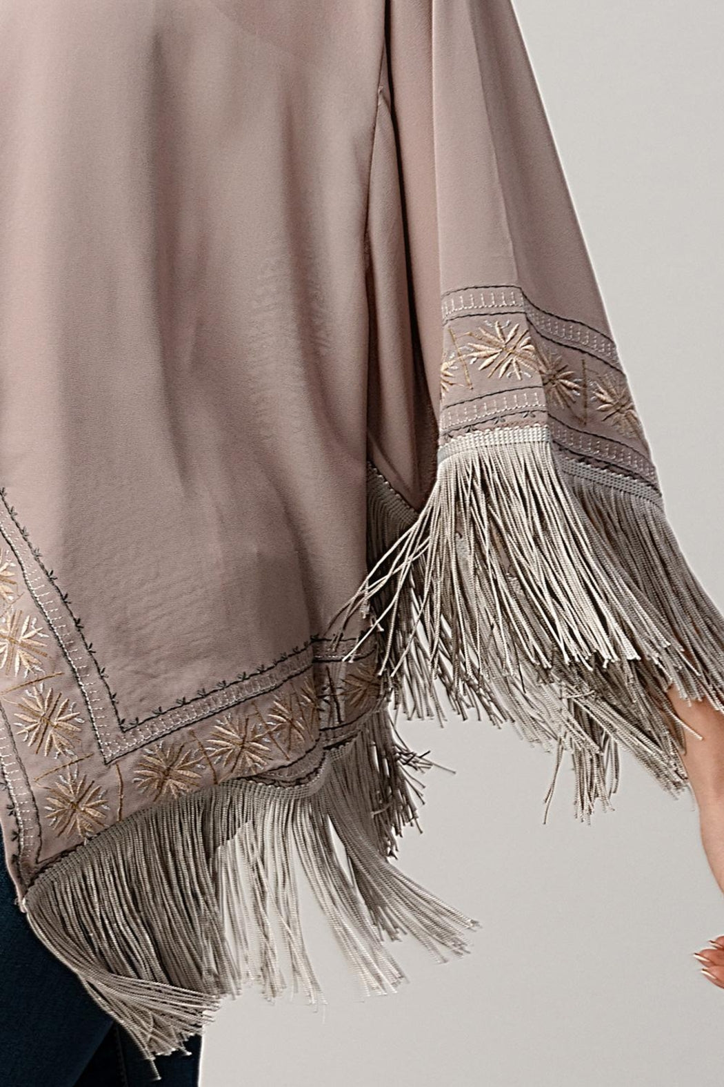Beaded With Tassel Hemmed Cover Up Kimono Cardigan