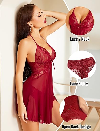Women's Lace BabyDoll Lingerie Sleepwear