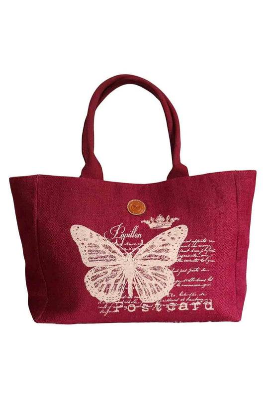 Butterfly Burlap Tote