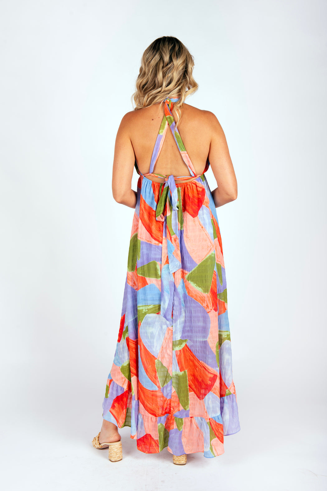 Abstract Multi Coral Lilith Dress