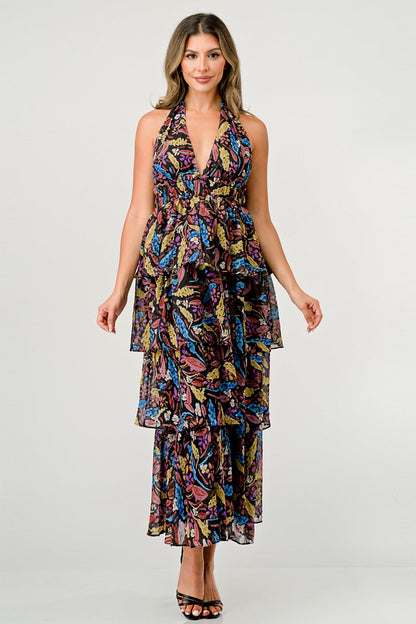 Black Multi Floral Lulua Maxi Dress