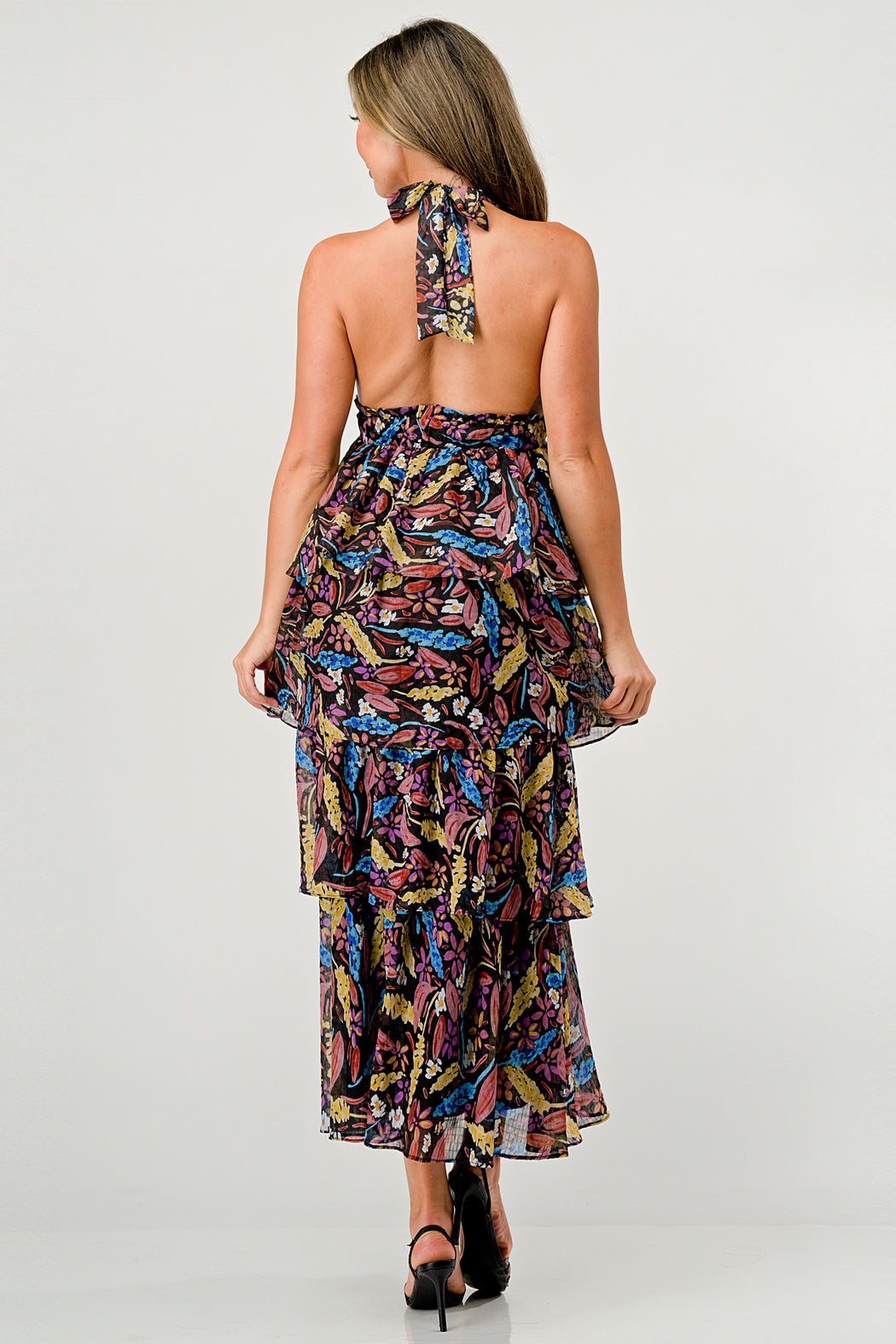Black Multi Floral Lulua Maxi Dress