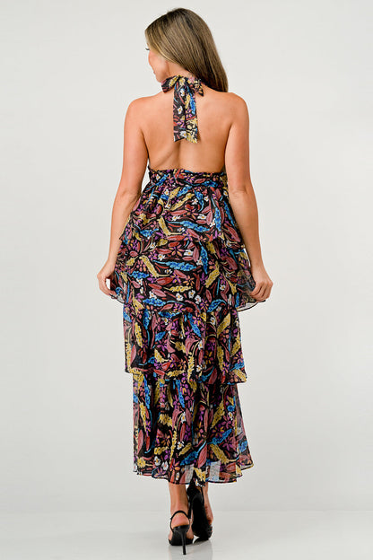 Black Multi Floral Lulua Maxi Dress