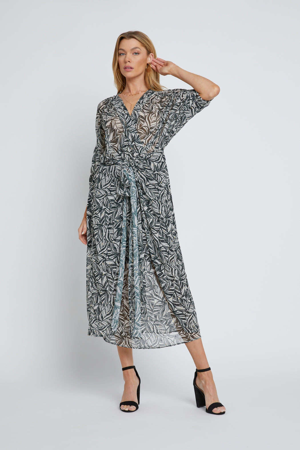 Black White Palm Sanctuary Dress