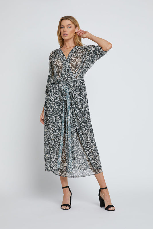 Black White Palm Sanctuary Dress