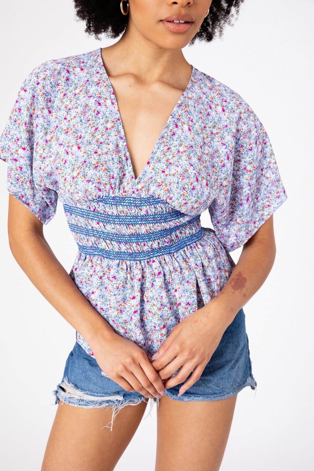 Blue Ditsy Paige Top
