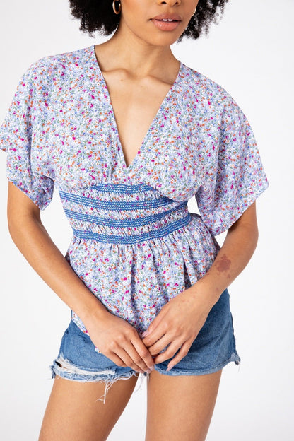 Blue Ditsy Paige Top